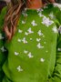 Cotton-Blend Butterfly Long Sleeve Casual Sweatshirts