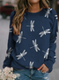 Plus size Dragonfly Printed Casual Long Sleeve Sweatshirts