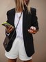 Plain Cotton-Blend Long Sleeve Blazer