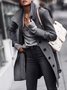 Vintage Long Sleeve Buttoned Plain Casual Overcoat