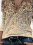 Long Sleeve Shawl Collar Cotton-Blend Paisley T-shirt