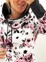 White Floral Printed Vintage Casual Long Sleeve Hoodie Sweatshirts