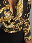 Vintage Geometric Printed Long Sleeve Abstract Plus Size Casual Shirts Tops