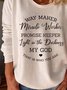 Long Sleeve Round Neck Letter Casual T-shirt