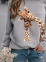 Animal Printed Casual Long Sleeve Round Neck Sweatshirt