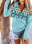 Blue Geometric Vintage Casual Sweatshirts