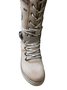 Retro Casual Stitching Zipper Lace-up Combat Boots