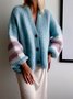 Vacation Striped Blue Knit Sweater coat