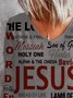 Vintage Jesus Letters Printed V Neck Long Sleeves Plus Size Casual Tops