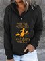 Casual Halloween Hooded Long Sleeve Letter Loosen Sweatshirt