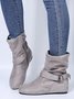 Plain Buckle Zipper Casual Inner Heightening Boots