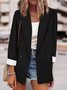 Women Casual Spring Solid Mid-weight Micro-Elasticity Party Long sleeve Loose Shawl Collar Blazer