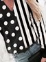 Color-block Polka Dots Striped Printed Long Sleeves Plus Size Casual Tops