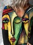 Casual Abstract Loosen V neck Long Sleeve Tops