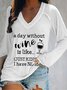 Casual Long Sleeve V Neck Plus Size Printed Tops T-shirts