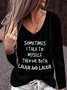 Letters Pattern Long Sleeves V Neck Casual Top