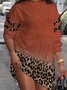 Orange Leopard Loosen Sweet Knitting Dress
