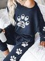 Animal Claws Printed Long Sleeves Tops&Pants Cotton Blends Two Piece Sets