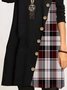 Checked/Plaid Printed Casual Round Neck Long Sleeve A-line Knitting Dress