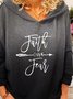 Black-grey Tie Dye Letter Printed Hooded Casual Sweatshirt