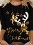 Christmas Xmas Long Sleeve Round Neck Printed Top T-shirt