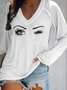 People Cotton Blends V Neck T-shirt