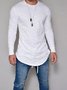 Solid Color Round Neck Men's Long Sleeve Casual Tee