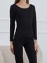 Skinny Solid Long Sleeves Casual Tops With Pants Two Piece Sets