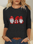 Cotton Casual Jersey Christmas Crew Neck Fit Long Sleeve T-shirt Xmas Cartoon Shirt
