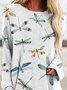 Dragonfly Printed Casual Loosen Top