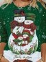 Christmas Xmas Snowman Long Sleeve Round Neck Printed Tops T-shirts