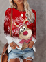 Loosen Christmas Snowman Cotton Blends T-shirt Xmas T-shirt