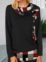 Vintage Color-block Geometric Printed Long Sleeves Plus Size Casual Tops