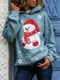 Christmas Snowman Printed Hooded Casual Loosen Sweatshirt Xmas Hoodies