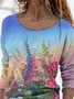 Casual Floral Printed Long Sleeve Shirt & Top