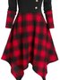 Casual Cowl neck Checked/Plaid Long Sleeve Knitting Dress