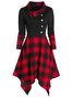 Casual Cowl neck Checked/Plaid Long Sleeve Knitting Dress
