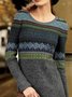 Round Neck Vintage Long Sleeve Sweater Dress