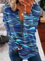 Printed Zipper Round Neck Casual Long Sleeve Loosen Sweatshirts