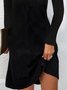 Sexy Solid V neck Long Sleeve A-line Dress