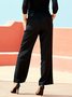 Plain Pockets Casual Buttoned Tailored Pants