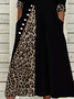 Casual A-line Leopard Printed Knitting Dress