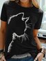 Cat Short Sleeve Round Neck Printed Top T-shirt