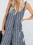 Casual Striped Cotton Overall Jumpsuit Jumpsuit & Romper
