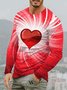 3D Love Graphic Long Sleeve Casual Round Neck Tee