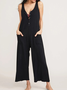 Solid Casual Jumpsuit & Romper Solid color casual buttoned pocket jumpsuit