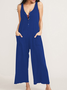 Solid Casual Jumpsuit & Romper Solid color casual buttoned pocket jumpsuit