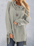 Long Sleeve Cotton Cowl Neck Hoodies & Sweatshirts