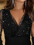 Plus size Casual Sequin Mesh Sexy T-shirt
