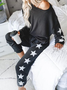 Fashion star print long sleeve off-shoulder casual suit women